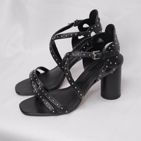 Rebecca Minkoff Adeline Studded Block Heel Sandal Sz 7 - Picture 3 of 10